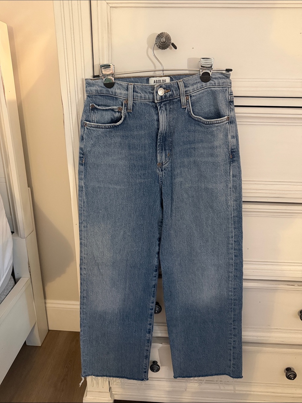Agolde Faded Light Blue Straight Jeans